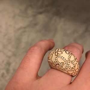 Coach enamel and rhinestone butterfly ring